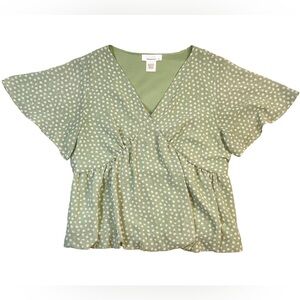 Urban Romantics | Polka Dot Peplum Blouse | Flutter Sleeve Cottagecore Top